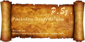 Paulnics Szofrónia névjegykártya